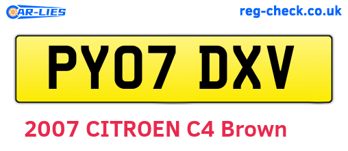 PY07DXV are the vehicle registration plates.
