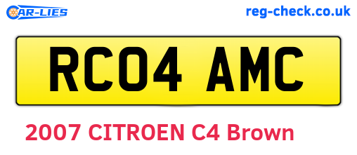 RC04AMC are the vehicle registration plates.