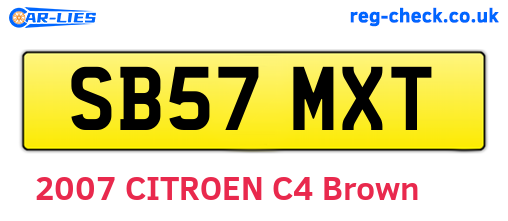 SB57MXT are the vehicle registration plates.