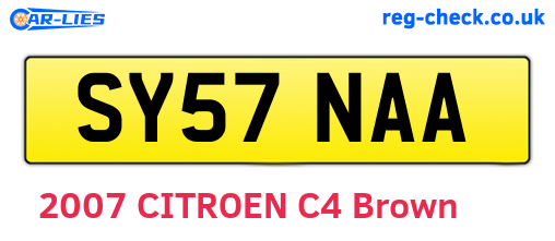 SY57NAA are the vehicle registration plates.