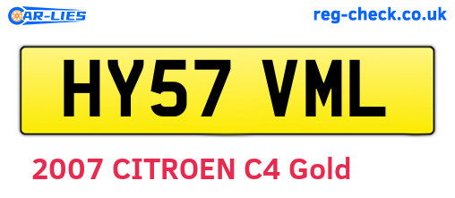 HY57VML are the vehicle registration plates.