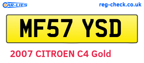 MF57YSD are the vehicle registration plates.