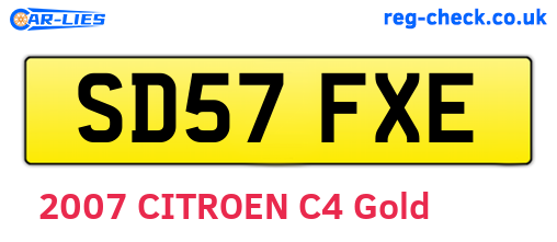 SD57FXE are the vehicle registration plates.