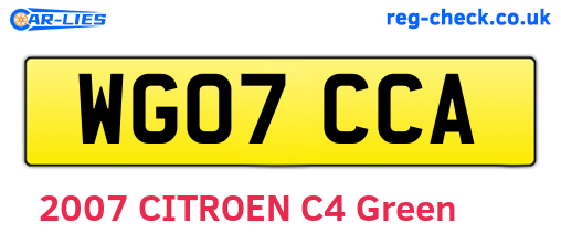 WG07CCA are the vehicle registration plates.