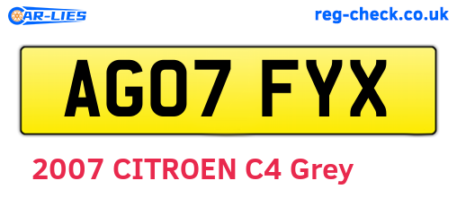 AG07FYX are the vehicle registration plates.