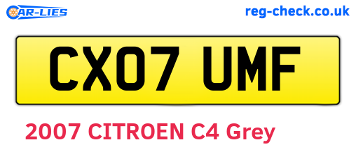CX07UMF are the vehicle registration plates.