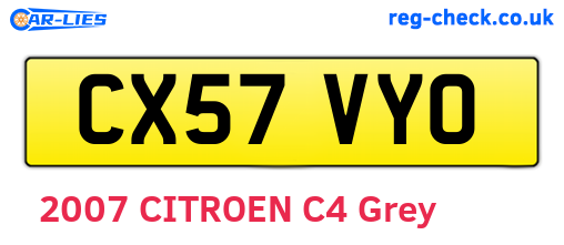 CX57VYO are the vehicle registration plates.