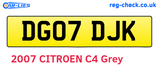 DG07DJK are the vehicle registration plates.