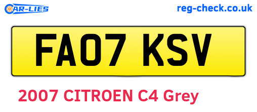 FA07KSV are the vehicle registration plates.
