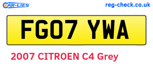 FG07YWA are the vehicle registration plates.