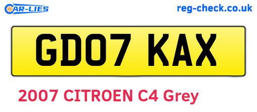 GD07KAX are the vehicle registration plates.