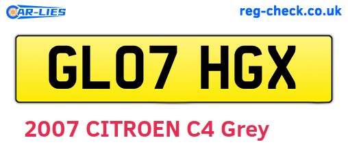 GL07HGX are the vehicle registration plates.