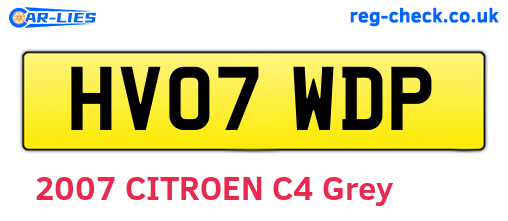 HV07WDP are the vehicle registration plates.