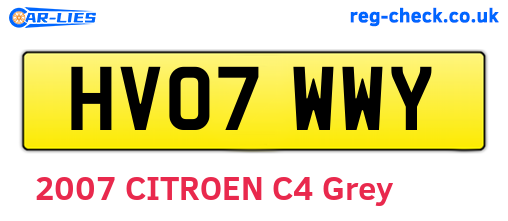 HV07WWY are the vehicle registration plates.