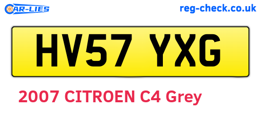 HV57YXG are the vehicle registration plates.