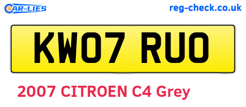 KW07RUO are the vehicle registration plates.