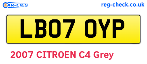 LB07OYP are the vehicle registration plates.