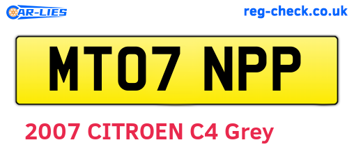 MT07NPP are the vehicle registration plates.