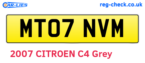 MT07NVM are the vehicle registration plates.