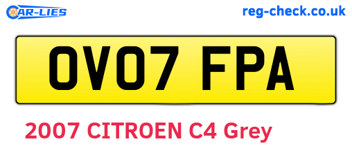 OV07FPA are the vehicle registration plates.