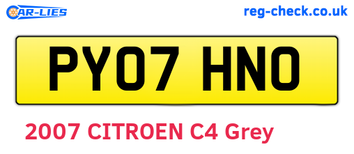 PY07HNO are the vehicle registration plates.