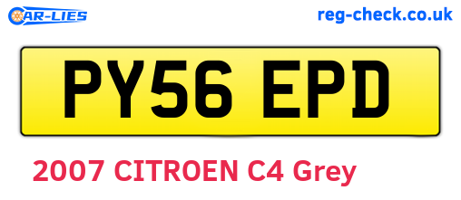 PY56EPD are the vehicle registration plates.