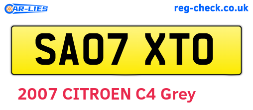 SA07XTO are the vehicle registration plates.