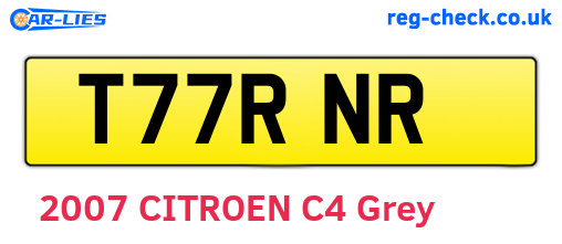 T77RNR are the vehicle registration plates.