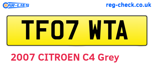 TF07WTA are the vehicle registration plates.