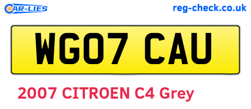 WG07CAU are the vehicle registration plates.
