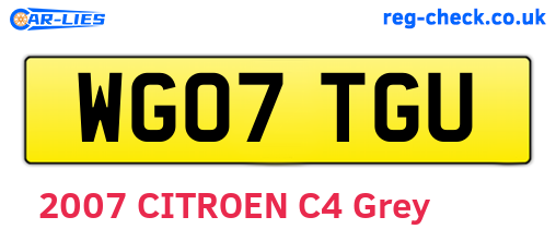 WG07TGU are the vehicle registration plates.