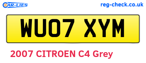 WU07XYM are the vehicle registration plates.