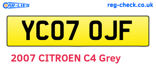YC07OJF are the vehicle registration plates.