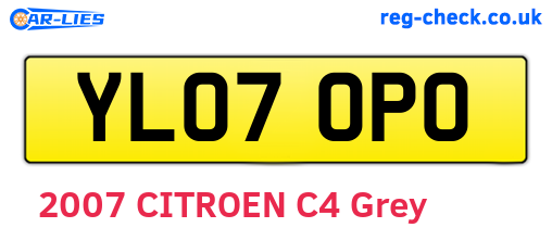 YL07OPO are the vehicle registration plates.