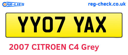 YY07YAX are the vehicle registration plates.