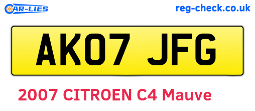 AK07JFG are the vehicle registration plates.