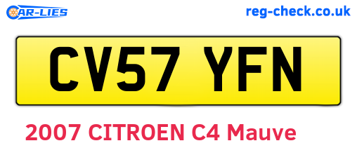CV57YFN are the vehicle registration plates.