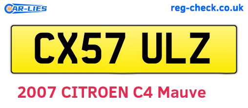 CX57ULZ are the vehicle registration plates.