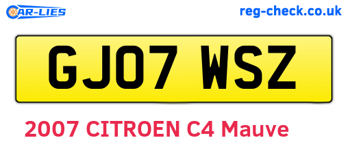 GJ07WSZ are the vehicle registration plates.