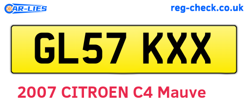 GL57KXX are the vehicle registration plates.
