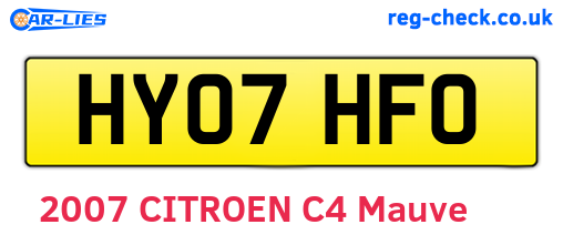 HY07HFO are the vehicle registration plates.