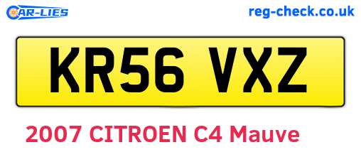 KR56VXZ are the vehicle registration plates.