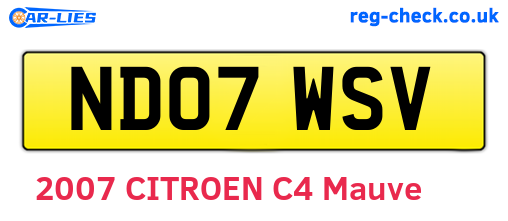 ND07WSV are the vehicle registration plates.