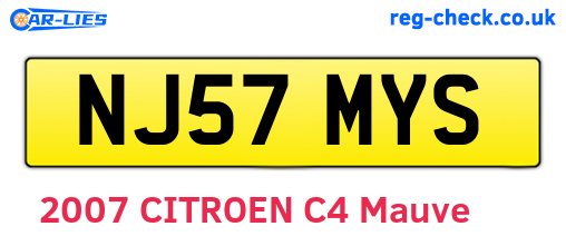 NJ57MYS are the vehicle registration plates.