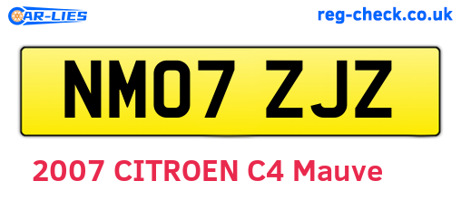 NM07ZJZ are the vehicle registration plates.