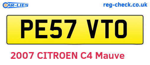 PE57VTO are the vehicle registration plates.