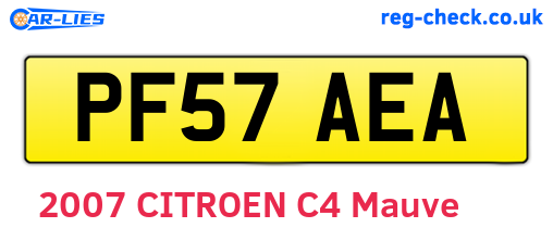 PF57AEA are the vehicle registration plates.