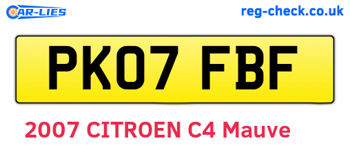 PK07FBF are the vehicle registration plates.