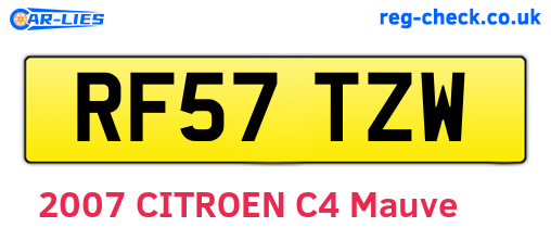 RF57TZW are the vehicle registration plates.