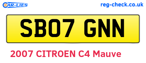 SB07GNN are the vehicle registration plates.